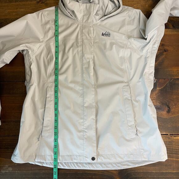 REI Co-op Rainier Rain Jacket Women's XL Gray 2.5 L Lightweight Hood Ripstop - Picture 15 of 16
